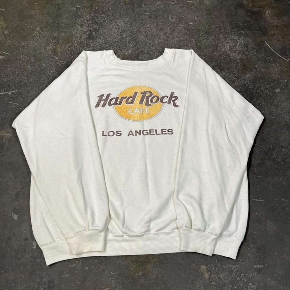 Vintage Hard Rock Cafe Los Angeles Sweatshirt Mens XL White Hanes Made in USA